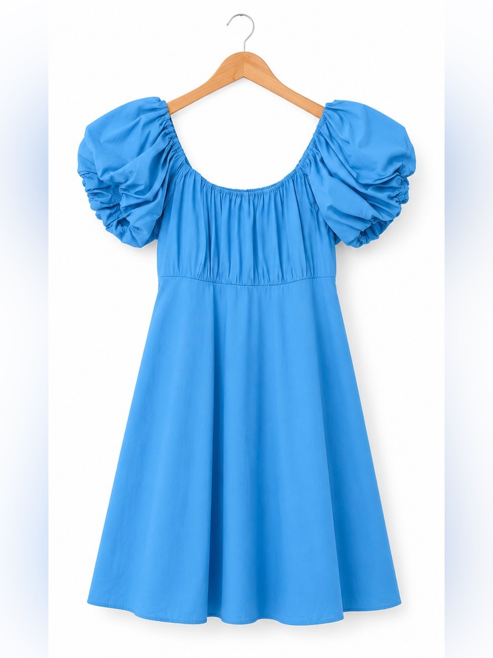 Abercrombie & Fitch Cornflower Blue Puff Sleeve Babydoll Mini Dress Medium - Picture 10 of 11